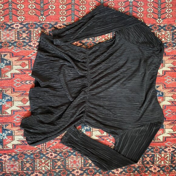 asymmetrical long sleeve wrap detail top - Picture 7 of 8